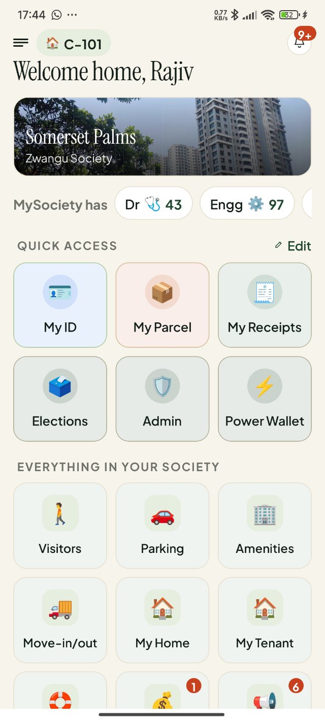 Zwangu resident home — Somerset Palms, quick access to ID, parcels, receipts, elections and payments